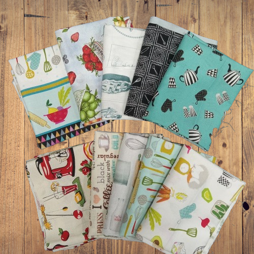 10 Fat Quarters - Assorted Kitchen Theme Prints Fat Quarter Bundle