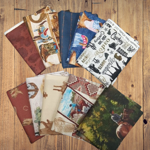 Assorted Western Cotton - 1/2 Yard Cuts -  10 Prints- Fabric Bundle