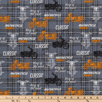 Motorcycle Mania Cotton Calico Fabric