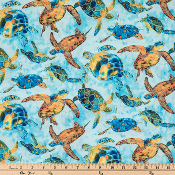 Sea Turtles Cotton Calico Fabric