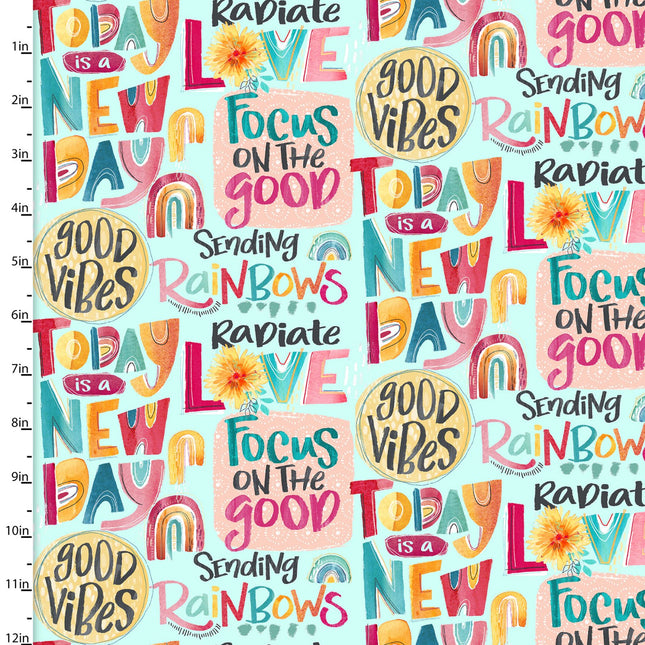 Good Vibes Words Cotton Fabric