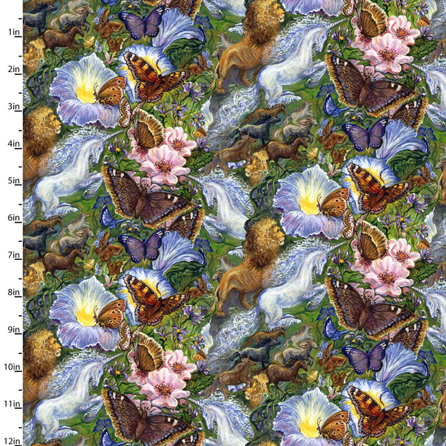 World of Wonder Green Floral Cotton Fabric
