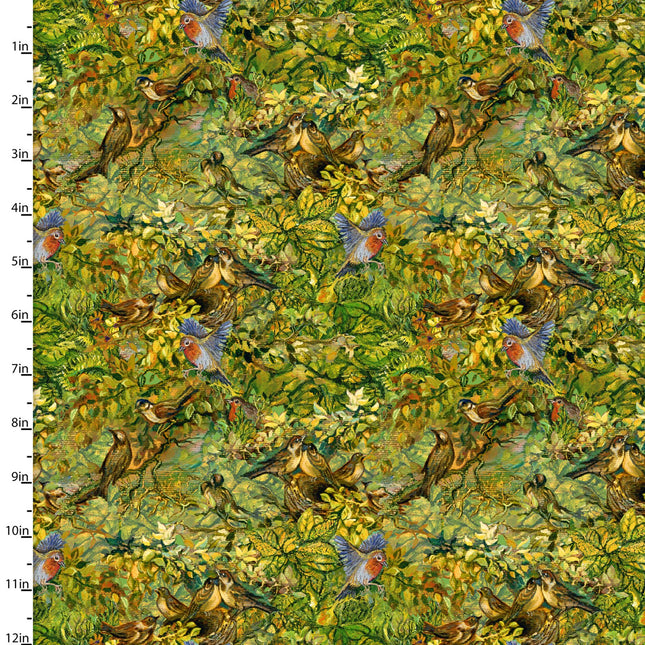 Power of the Elements Hidden Birds Cotton Fabric
