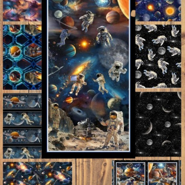 Space Cadet 1/2 Yard or 1 Yard With 24" & Pillow Panel Bundle Cotton Fabric