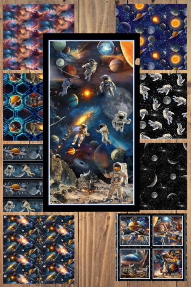Space Cadet 1/2 Yard or 1 Yard With 24" & Pillow Panel Bundle Cotton Fabric