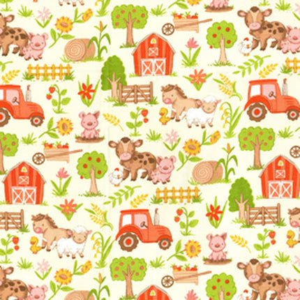Handmade Placemat Or Table Runner Farm Babies Barn Scene on Yellow Nursery