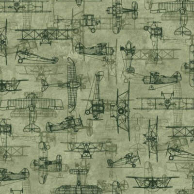 Handmade Valance or Curtain Panel First in Flight Blueprint Green