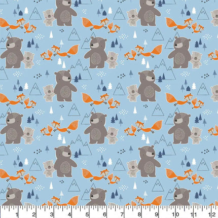 Blue Mountain Friends Flannel Fabric