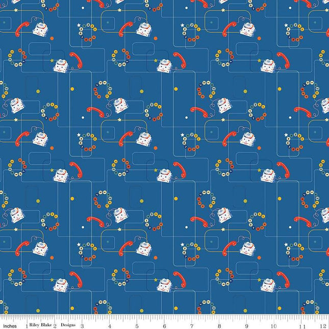 Pillowcase - Pop 'n Play Phones Blue Cotton