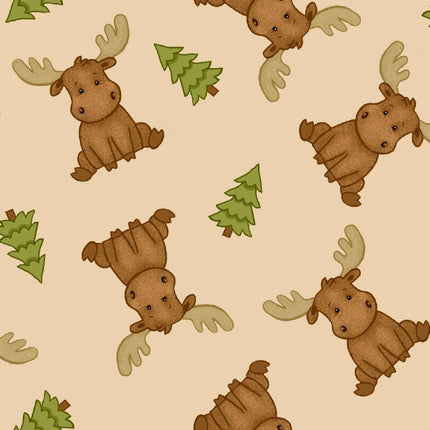 Sitting Moose Comfy Flannel Fabric