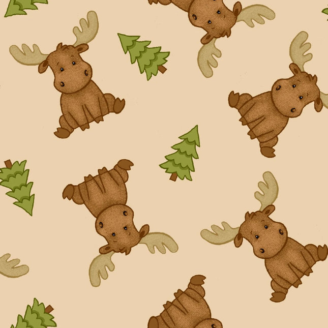 Sitting Moose Comfy Flannel Fabric