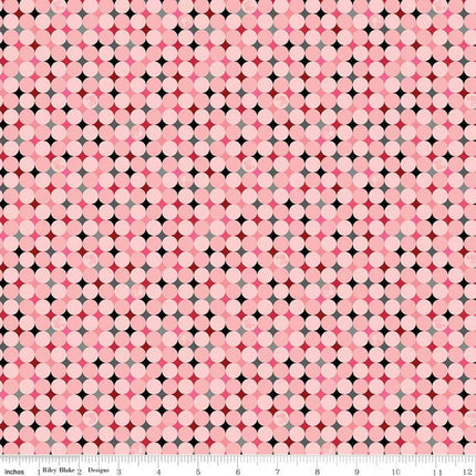 Barbie Vintage Sparkle Dots Pink Cotton Fabric