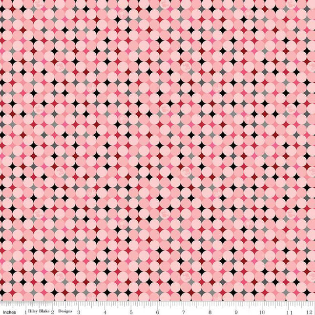 Barbie Vintage Sparkle Dots Pink Cotton Fabric
