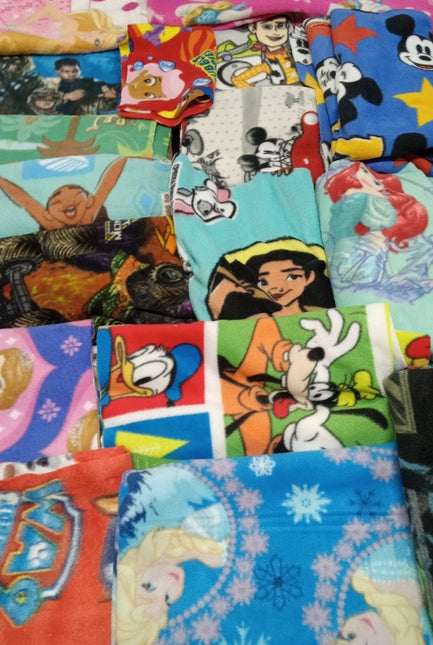 Assorted Character Fleece Fabric - 3 lb Scrap Bundle