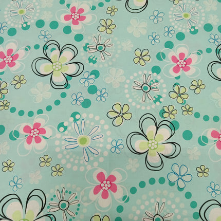 Fun Floral Blue Cotton Fabric