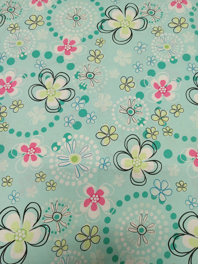 Fun Floral Blue Cotton Fabric