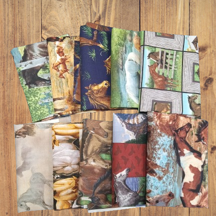 10 Fat Quarters -  Assorted Horse Fat Quarter Bundle