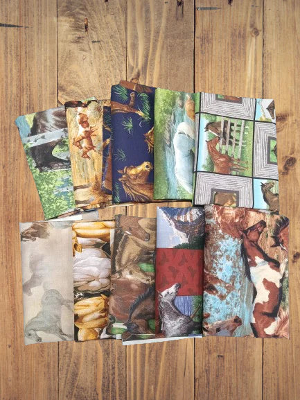Horse Themed Fold Assortment 10 Yard Bundle Cotton Fabric