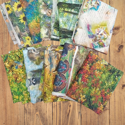 10 Fat Quarters - Assorted Walk Through the Forest Wildlife Fat Quarter Bundle