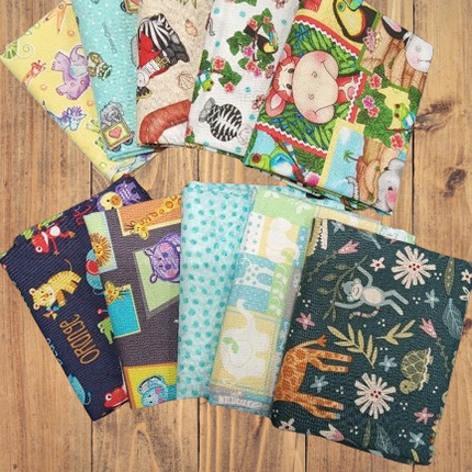 10 Fat Quarters -  Assorted Nursery Safari Colorful Fat Quarter Bundle