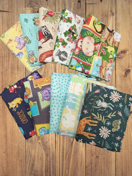Assorted Nursery Safari Colorful Flat Fold Assortment 10 Yard Bundle Cotton Fabric