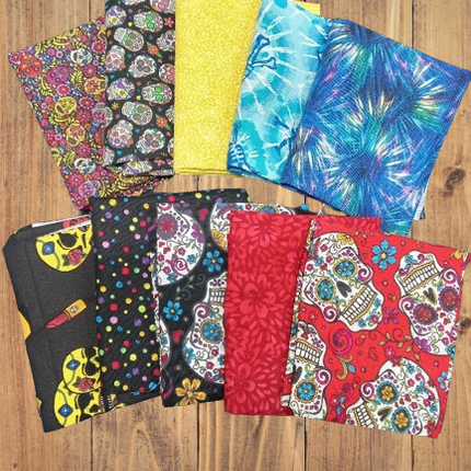 10 Fat Quarters -  Assorted Sugar Skulls Fat Quarter Bundle