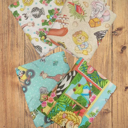 4 Half Yards  -Assorted Bazooples Jungle Animals Half Yard Bundle