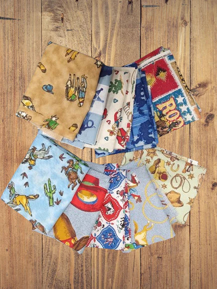 10 Half Yards  - Assorted Children's Western Cowboy Half Yard Bundle
