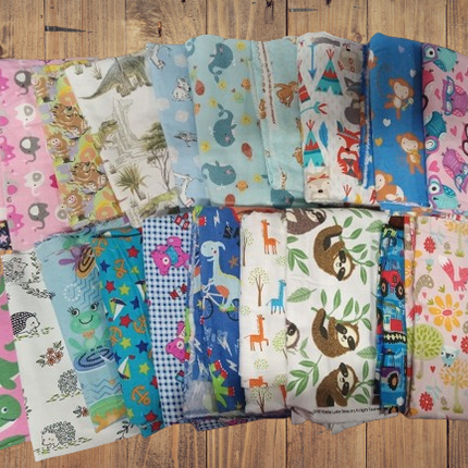 10 Fat Quarters - Assorted Children's Flannel Fat Quarter Bundle
