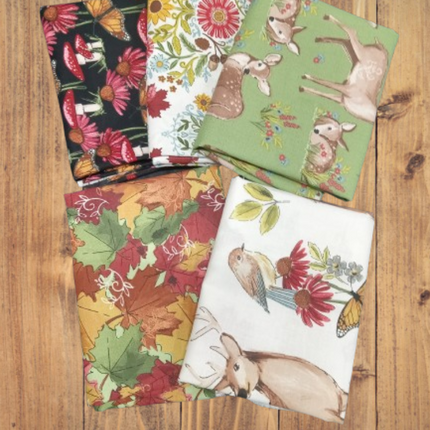 5 Fat Quarters -  Assorted Autumn Meadow Fat Quarter Bundle