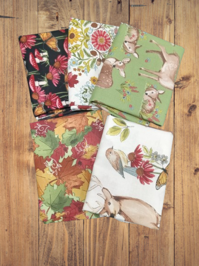 5 Fat Quarters -  Assorted Autumn Meadow Fat Quarter Bundle