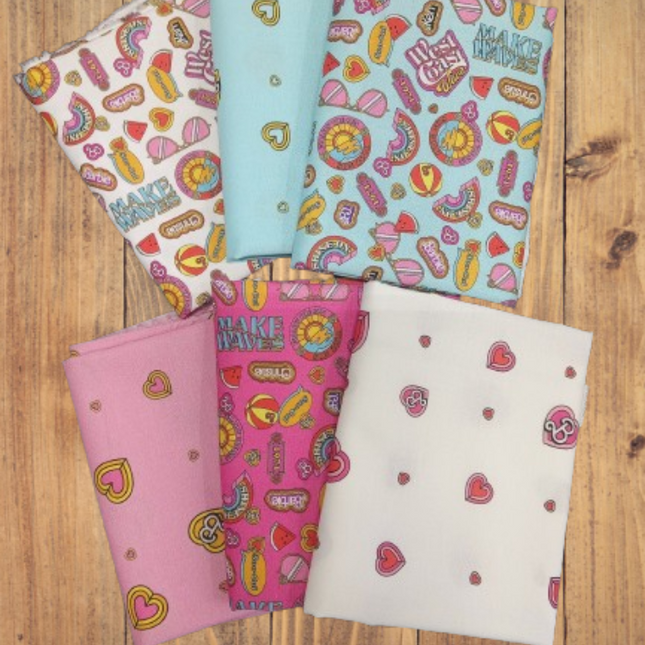 6 Fat Quarters -  Assorted Malibu Barbie Fat Quarter Bundle