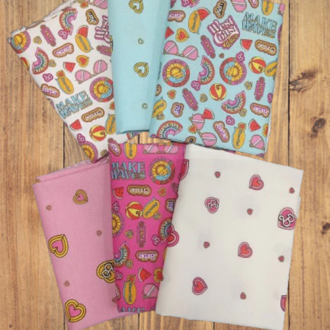 Assorted Malibu Barbie Flat Fold Assortment 18 Yard Bundle Cotton Fabric