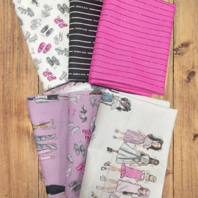Assorted Barbie Girl Flat Fold Assortment 18 Yard Bundle Cotton Fabric