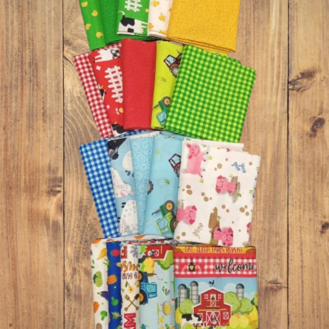 Assorted Barnyard Flat Fold Assortment 10, 25, 30, or 40 Yards Bundle Cotton Fabric