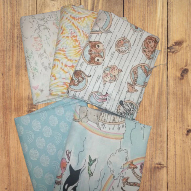 5 Half Yards  -Assorted Two by Two Noah's Ark Half Yard Bundle