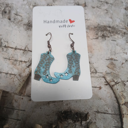 Handmade with Love - Natural Wood Boots Earrings