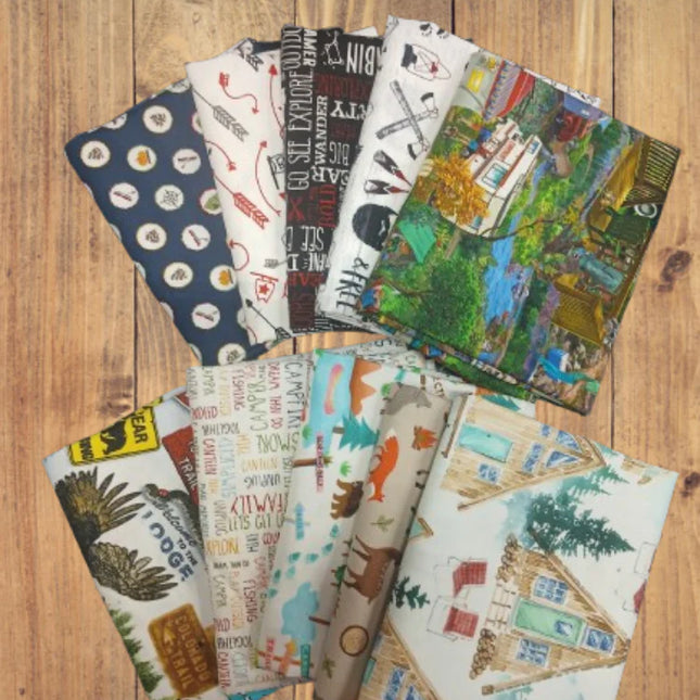 Assorted Camping Outdoor Flat Fold Assortment 10 Yard Bundle Cotton Fabric