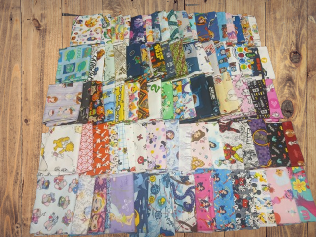 Assorted Character Cotton Fabric - 2 lb Fat Quarter Bundle