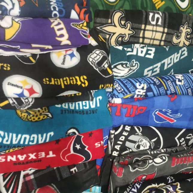 10 Half Yards - Assorted Sport Teams Football Licensed Fleece Fabric Bundle