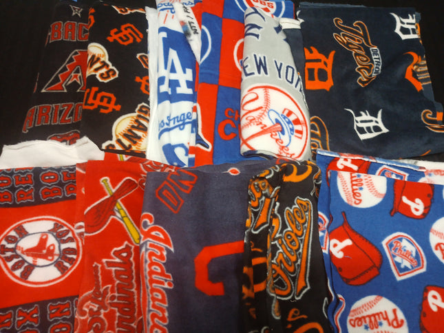 Assorted Baseball MLB Fleece Fabric - 1 lb Scrap Bundle
