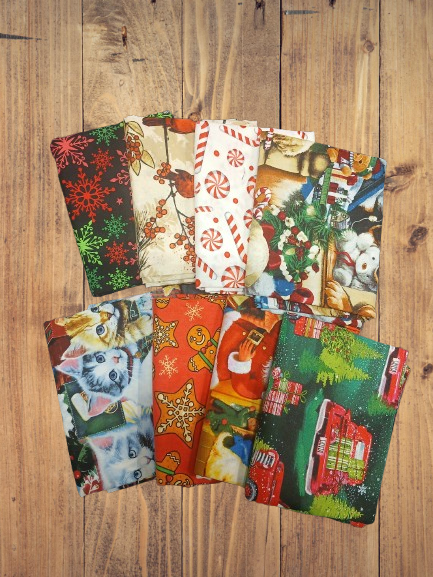 8 Fat Quarters - Assorted David Textiles Christmas Themed Prints Fat Quarter Bundle