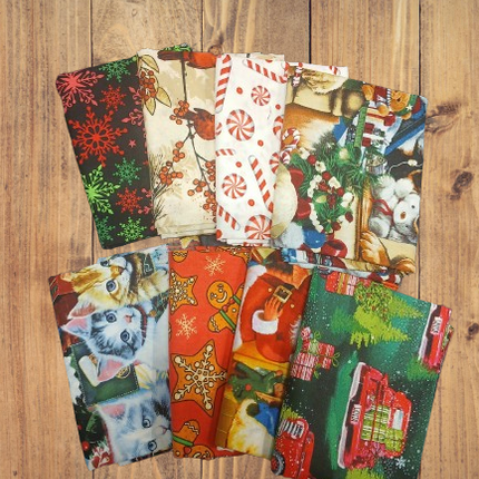 Assorted David Textiles Christmas Themed Prints Fabric - 1 lb Scrap Bundle