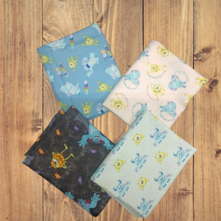 4 Half Yards  -Assorted Monsters Inc Mike Sully Half Yard Bundle