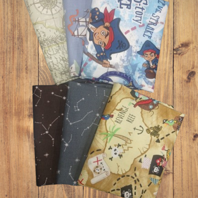 Assorted Pirate Themed Flat Fold Assortment 18 Yard Bundle Cotton Fabric
