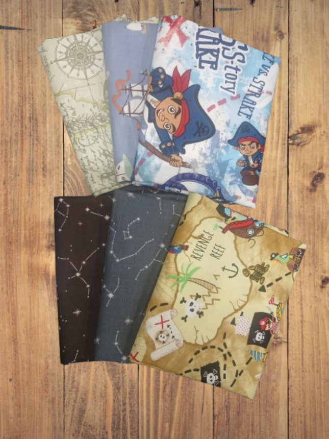 Assorted Pirate Themed Flat Fold Assortment 18 Yard Bundle Cotton Fabric