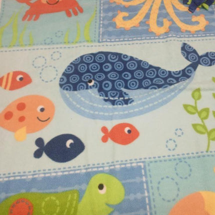 Handmade Double Layer Fleece Blanket with Matching Pillowcase "Ocean Animals "