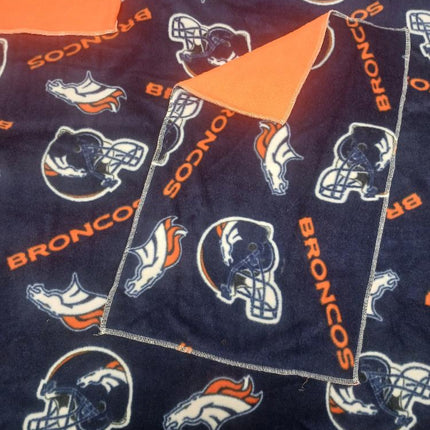 Handmade Double Layer Toddler Travel Blanket Set "Broncos "