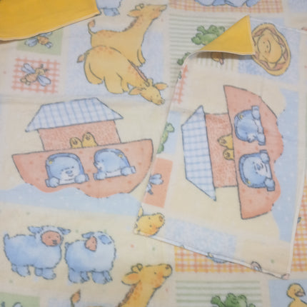 Handmade Double Layer Toddler Travel Blanket Set "Noah's Ark "