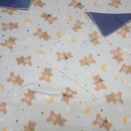 Handmade Double Layer Toddler Travel Blanket Set "Teddy Bears "